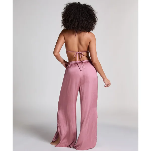 Pantalon de plage en satin - Rose