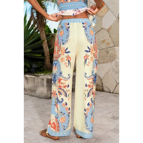 Pantalon de plage tropical taille élastique coupe ample