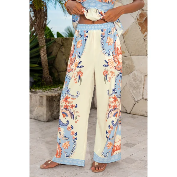 Pantalon de plage tropical taille élastique coupe ample