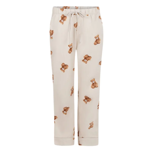 Pantalon droit en flanelle ours - Beige
