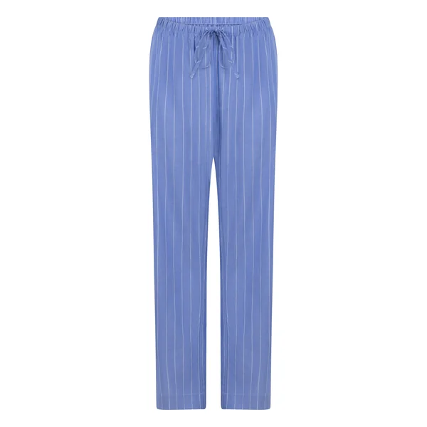 Pantalon en coton tissé à rayures - Bleu