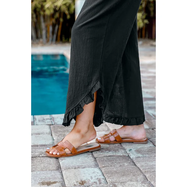 Pantalon en pur coton avec taille à smocks et jambe droite