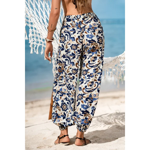 Pantalon fleuri aux tons naturels