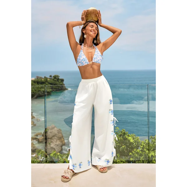 Pantalon floral à poches