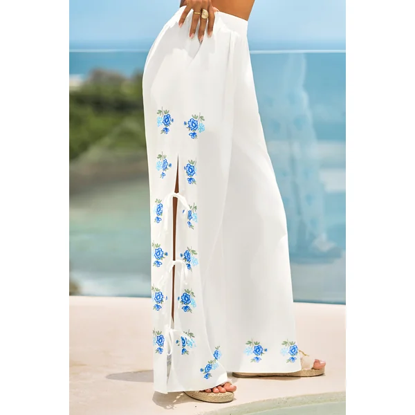 Pantalon floral à poches