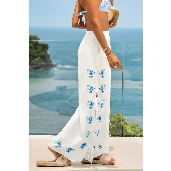 Pantalon floral à poches