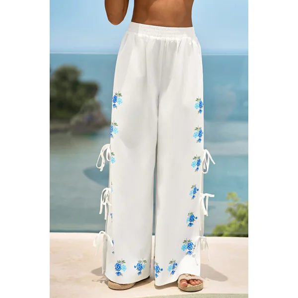 Pantalon floral à poches
