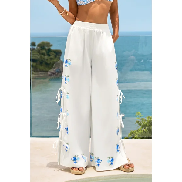 Pantalon floral à poches