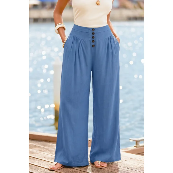 Pantalon jambe large bleu