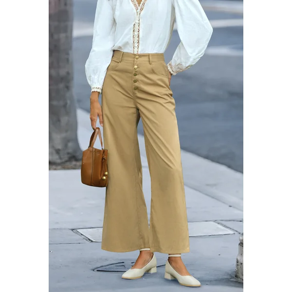 Pantalon kaki braguette boutonnée