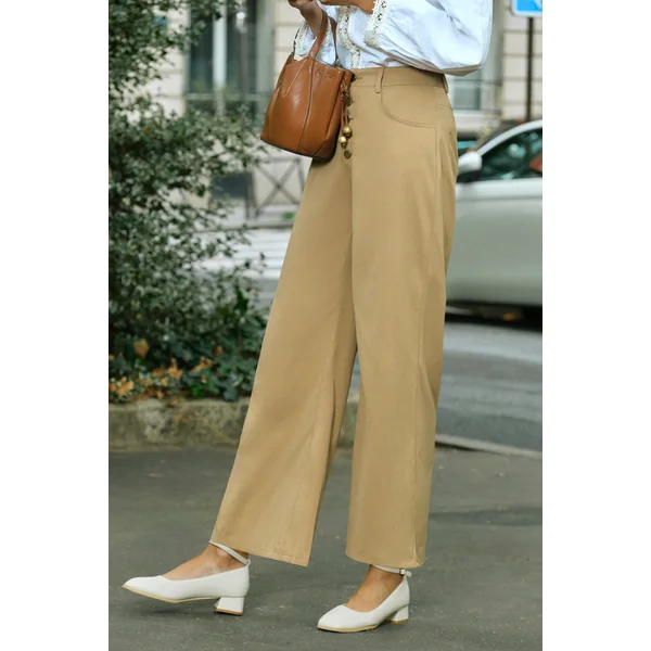Pantalon kaki braguette boutonnée