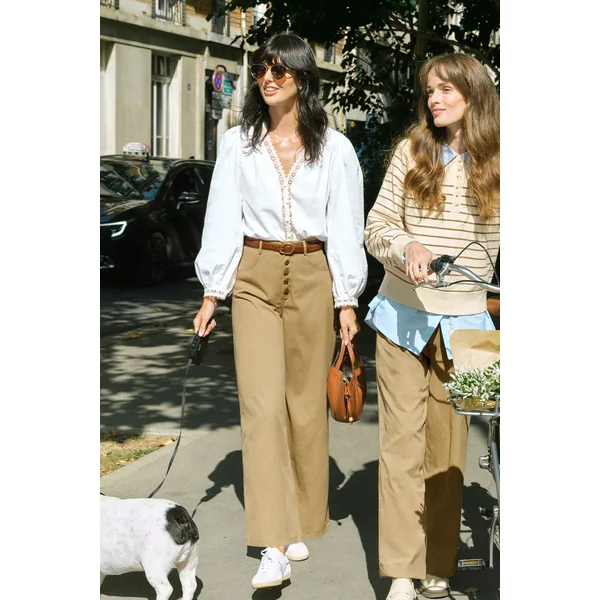 Pantalon kaki braguette boutonnée