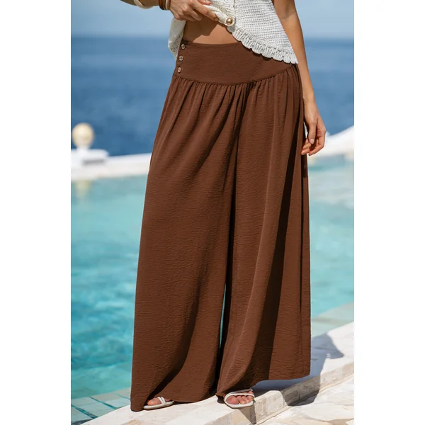 Pantalon marron boutons sur le côté