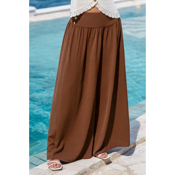 Pantalon marron boutons sur le côté