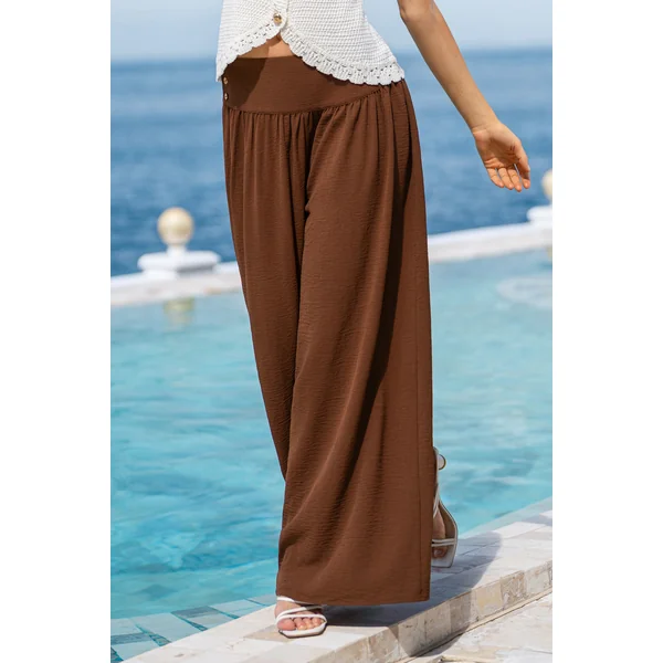 Pantalon marron boutons sur le côté