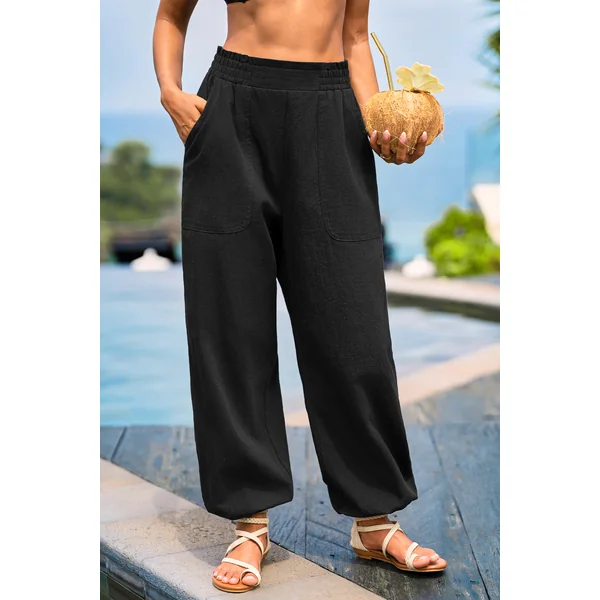Pantalon noir jambe fuselée taille élastique