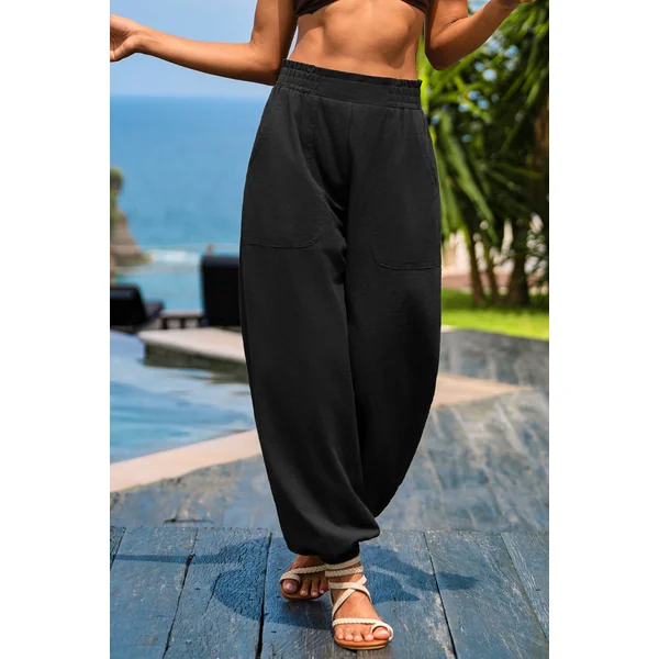Pantalon noir jambe fuselée taille élastique
