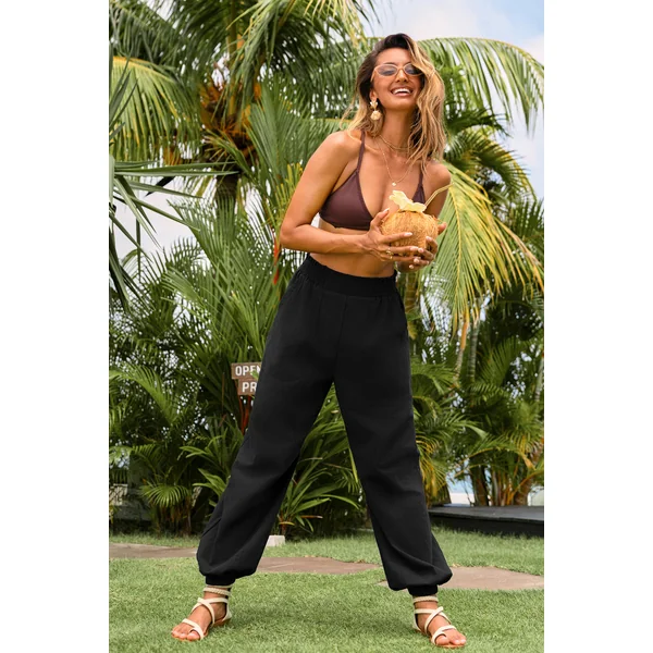 Pantalon noir jambe fuselée taille élastique
