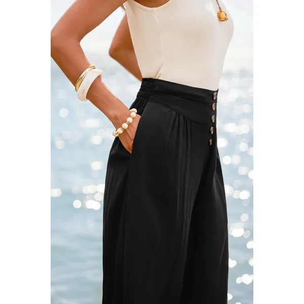 Pantalon noir smocké