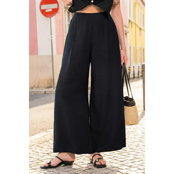 Pantalon noir taille élastique à poche