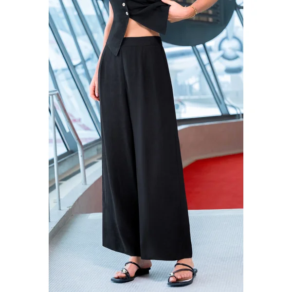 Pantalon noir taille élastique à poche