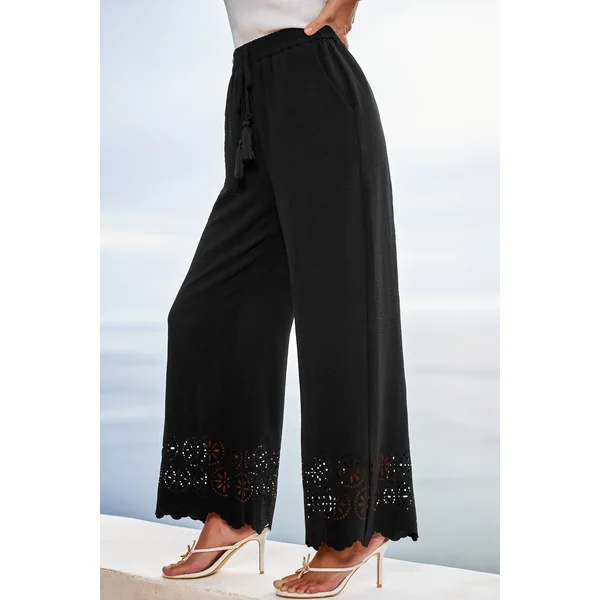 Pantalon noir tissé taille élastique