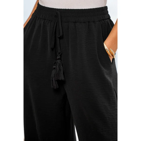 Pantalon noir tissé taille élastique
