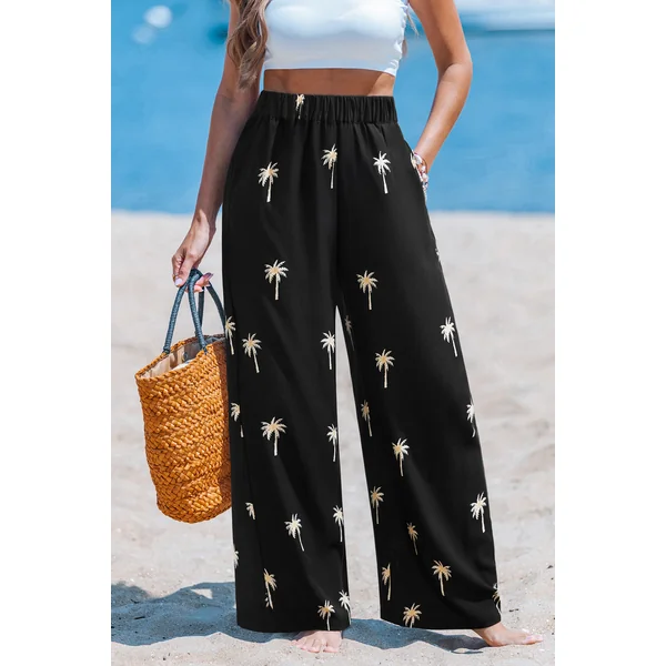 Pantalon tissé tropical jambe large