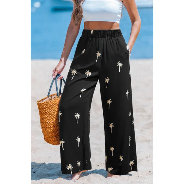 Pantalon tissé tropical jambe large