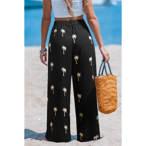 Pantalon tissé tropical jambe large