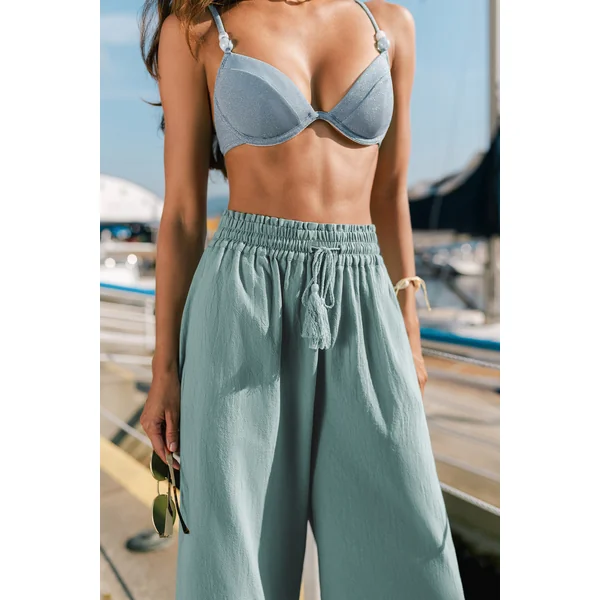 Pantalon vert tissé taille élastique