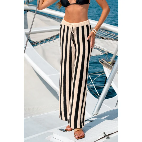 Pantalon à rayures cordon jambe droite