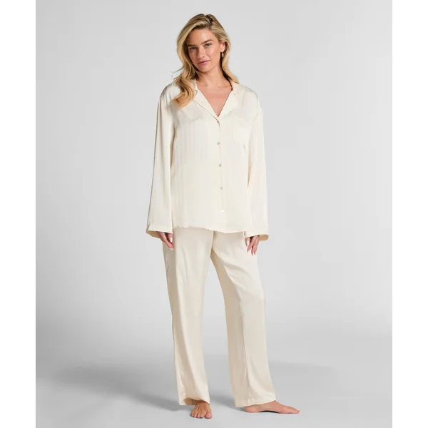 Pantalon à rayures en satin - Blanc