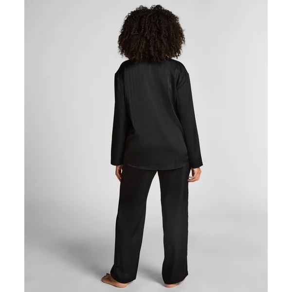 Pantalon à rayures en satin - Noir