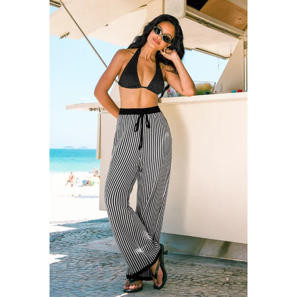 Pantalon à rayures jambe droite