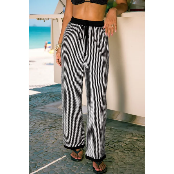 Pantalon à rayures jambe droite