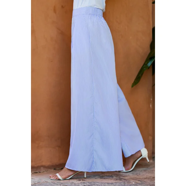 Pantalon à rayures tissé taille élastique