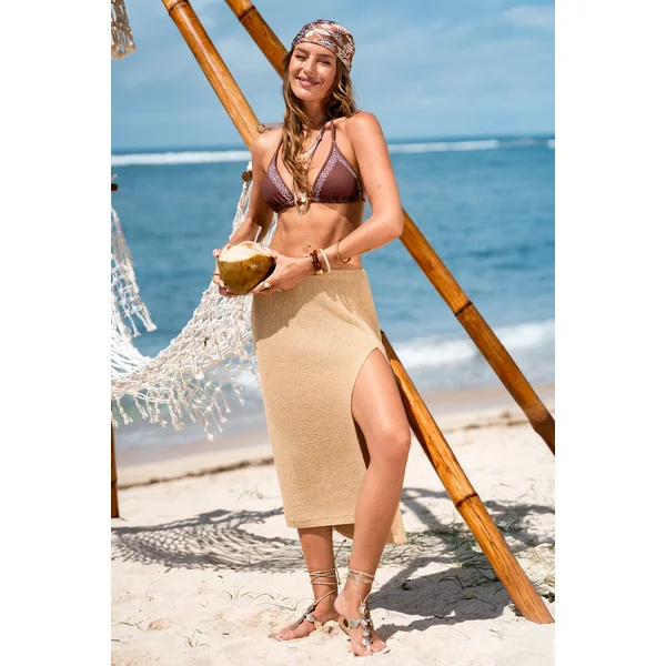 Paréo cover up de plage beige inspiré du sable doré