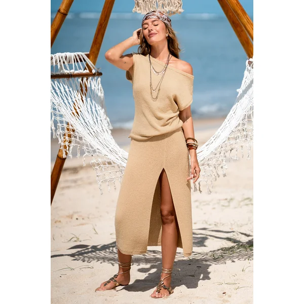 Paréo cover up de plage beige inspiré du sable doré