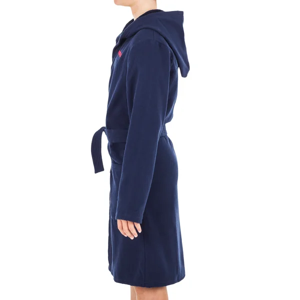 Peignoir de bain compact enfant à capuche en coton bleu acier