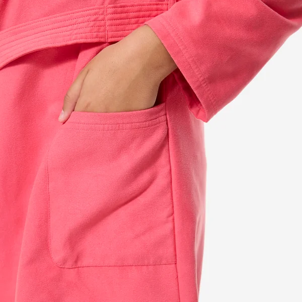 Peignoir de bain compact enfant à capuche en microfibre rose grenade