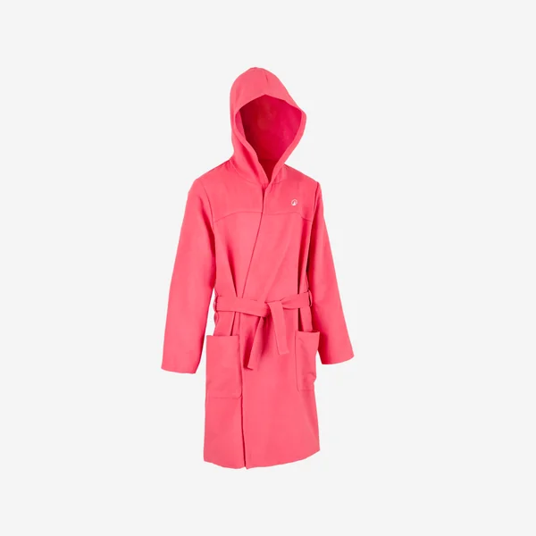 Peignoir de bain compact enfant à capuche en microfibre rose grenade