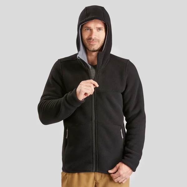 Polaire chaude de randonnée homme, NH500 noir