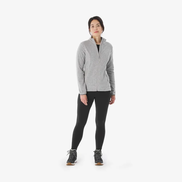 Polaire de randonnée montagne femme, MH100 full zip gris