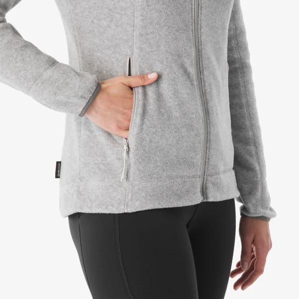 Polaire de randonnée montagne femme, MH100 full zip gris