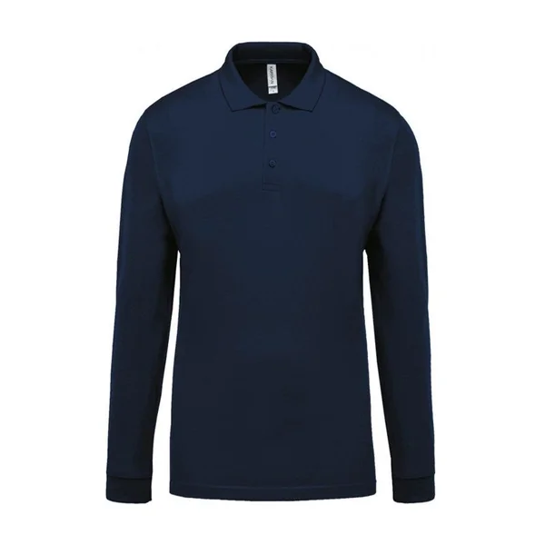 Polo piqué Homme Navy manches longues