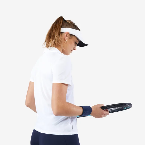 Polo tennis dry femme - Essentiel 100 blanc