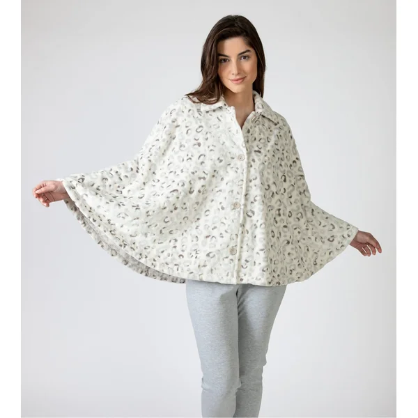 Poncho pilou imprimé léopard gris