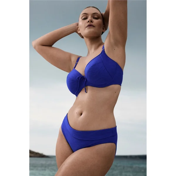 PrimaDonna Swim - Culotte de bikini pliable taille haute Bleu Électrique Large Mantas