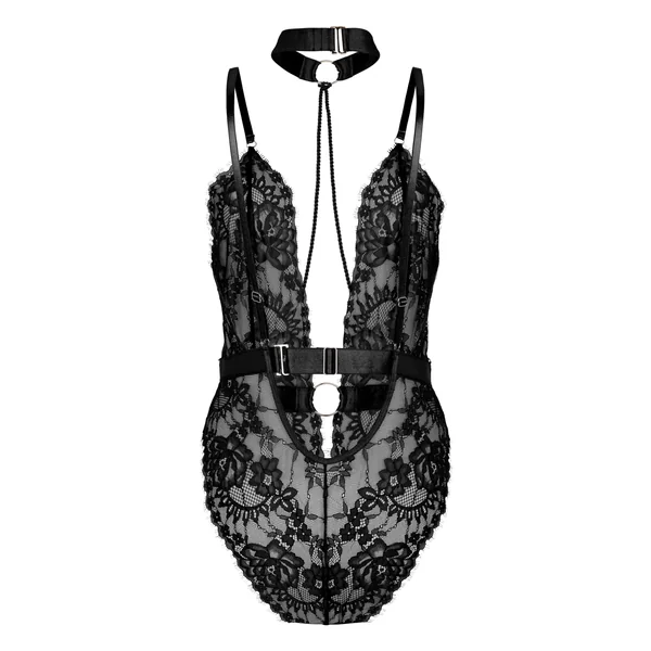 Private body entrejambe ouvert Brandy - Noir
